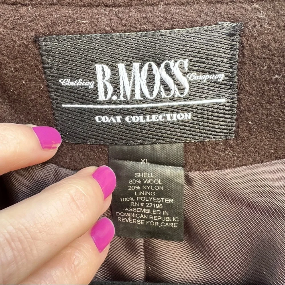 B. Moss Brown Fall Fleece Pea Coat - Picture 5 of 6